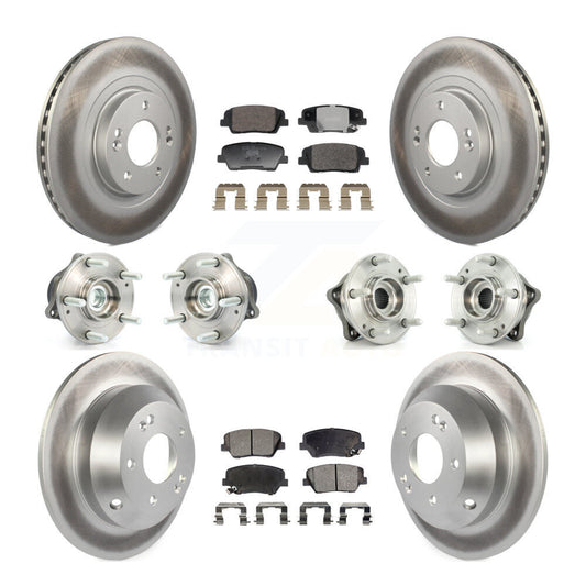 Hub Bearing Coat Brake Rotor Pads Front Rear Kit (10Pc) For Hyundai Santa Fe Kia