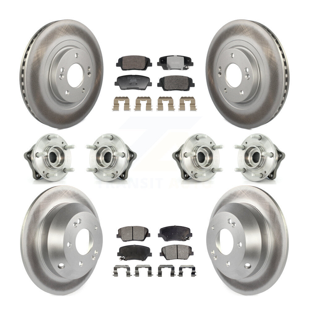 Hub Bearing Coat Brake Rotor Pads Front Rear Kit (10Pc) For Hyundai Santa Fe Kia