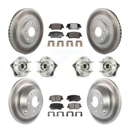Hub Bearing Coat Brake Rotor Pads Front Rear Kit (10Pc) For Hyundai Santa Fe Kia