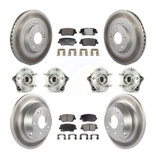 Hub Bearing Coat Brake Rotor Pads Front Rear Kit (10Pc) For Hyundai Santa Fe Kia