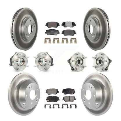 Hub Bearing Coat Brake Rotor Pads Front Rear Kit (10Pc) For Hyundai Santa Fe Kia