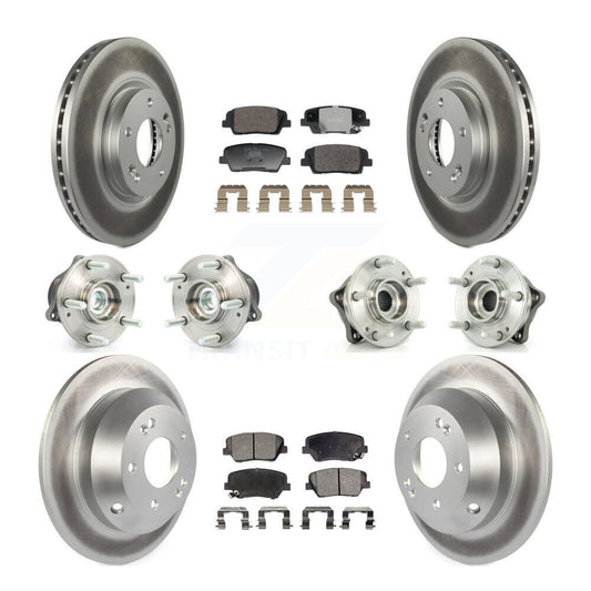 Hub Bearing Coat Brake Rotor Pads Front Rear Kit (10Pc) For Hyundai Santa Fe Kia