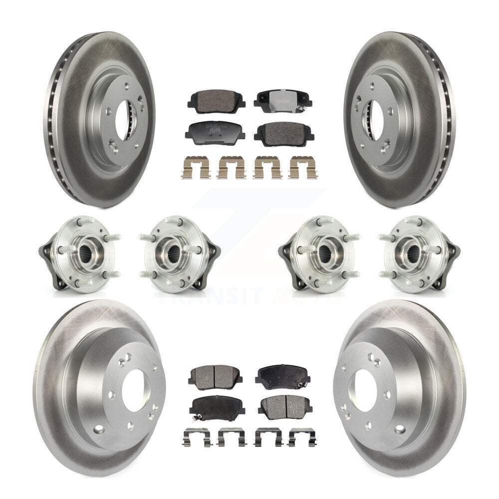 Hub Bearing Coat Brake Rotor Pads Front Rear Kit (10Pc) For Hyundai Santa Fe Kia