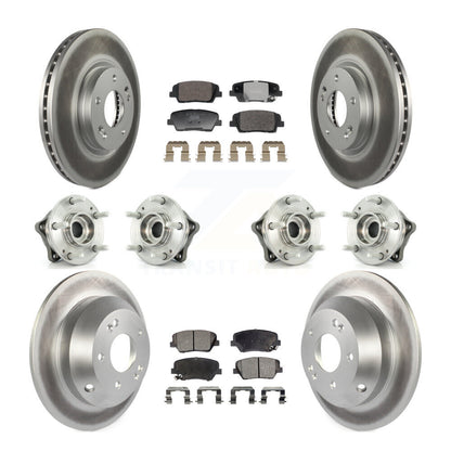 Hub Bearing Coat Brake Rotor Pads Front Rear Kit (10Pc) For Hyundai Santa Fe Kia