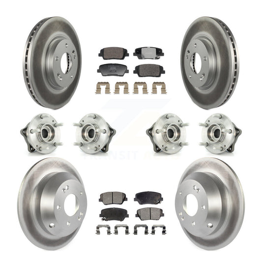 Hub Bearing Coat Brake Rotor Pads Front Rear Kit (10Pc) For Hyundai Santa Fe Kia