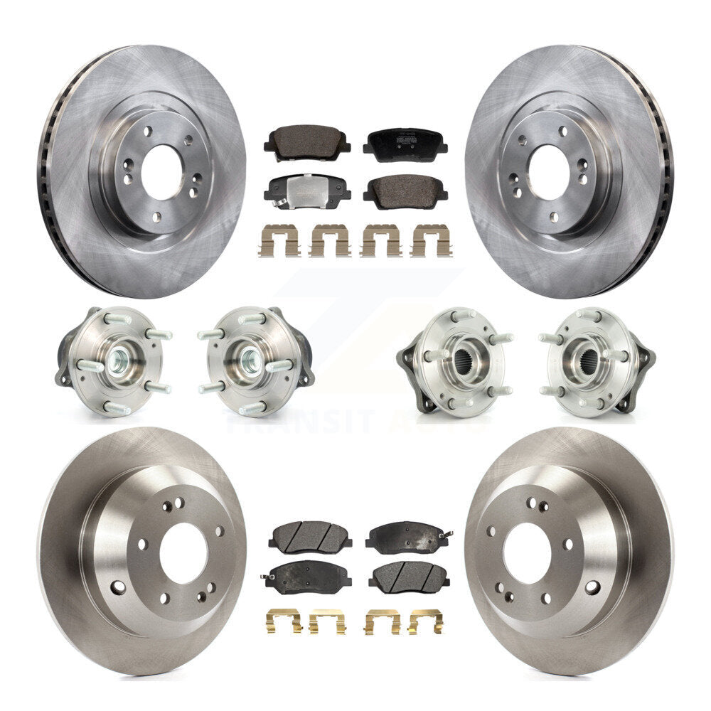 Hub Bearing Disc Brake Rotor & Pad Front Rear Kit (10Pc) For Hyundai Santa Fe XL