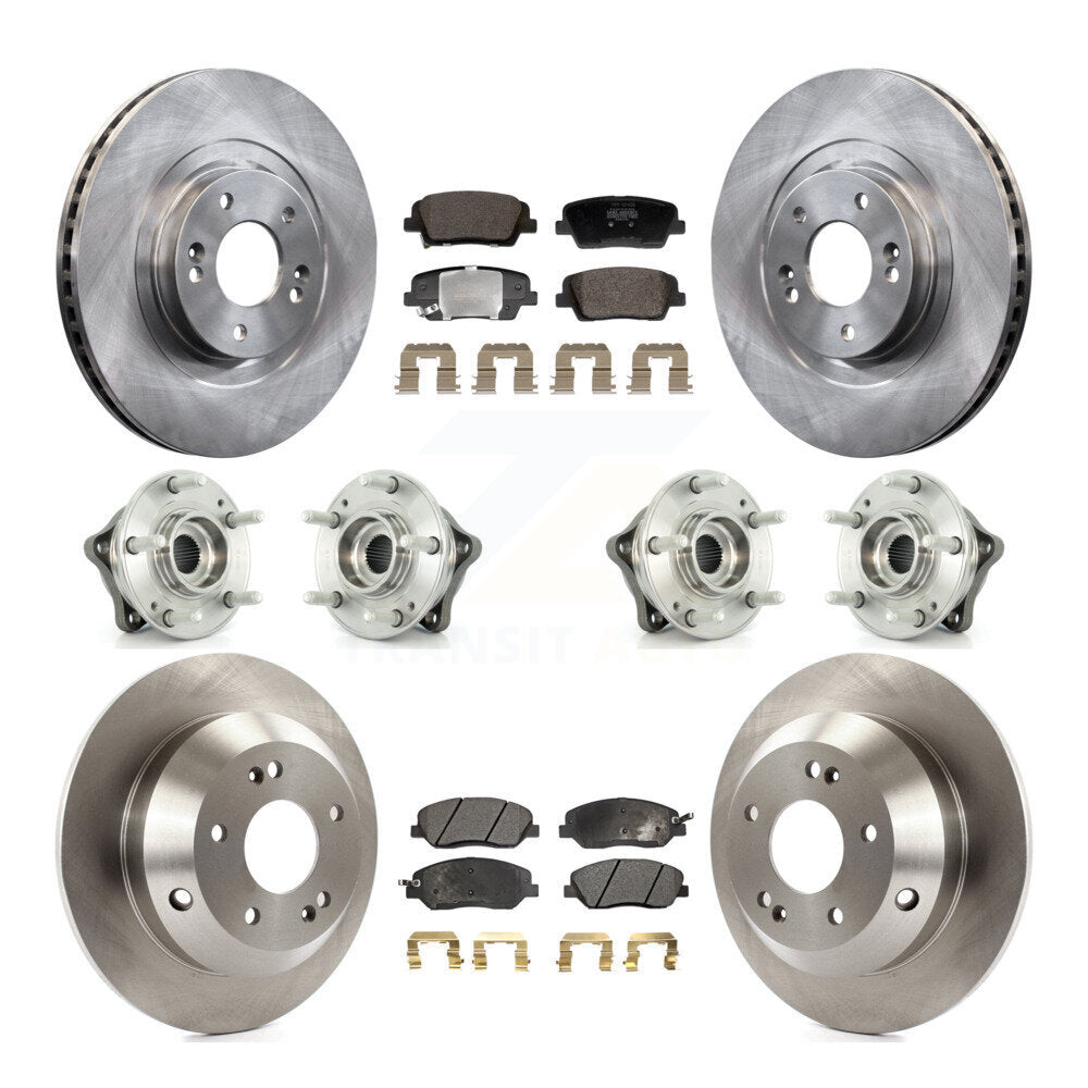 Hub Bearing Disc Brake Rotor & Pad Front Rear Kit (10Pc) For Hyundai Santa Fe XL