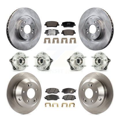 Hub Bearing Disc Brake Rotor & Pad Front Rear Kit (10Pc) For Hyundai Santa Fe XL