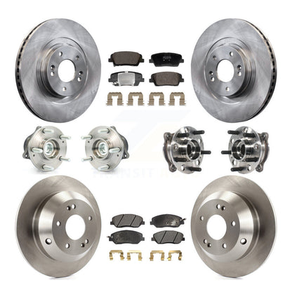 Hub Bearing Disc Brake Rotor & Pad Front Rear Kit (10Pc) For Hyundai Santa Fe XL