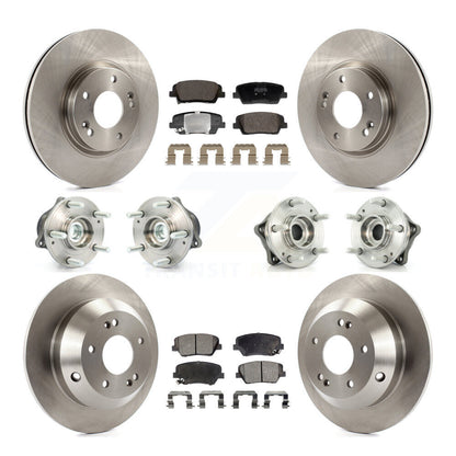 Hub Bearing Brake Rotor & Pad Front Rear Kit (10Pc) For Hyundai Santa Fe Kia FWD
