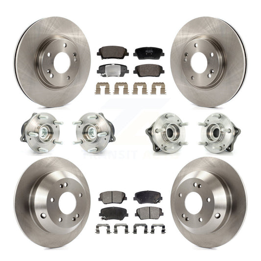 Hub Bearing Brake Rotor & Pad Front Rear Kit (10Pc) For Hyundai Santa Fe Kia FWD