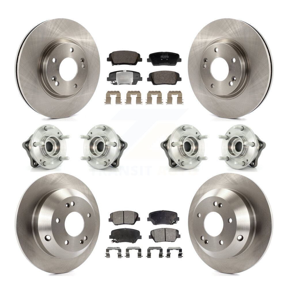 Hub Bearing Brake Rotor & Pad Front Rear Kit (10Pc) For Hyundai Santa Fe Kia AWD