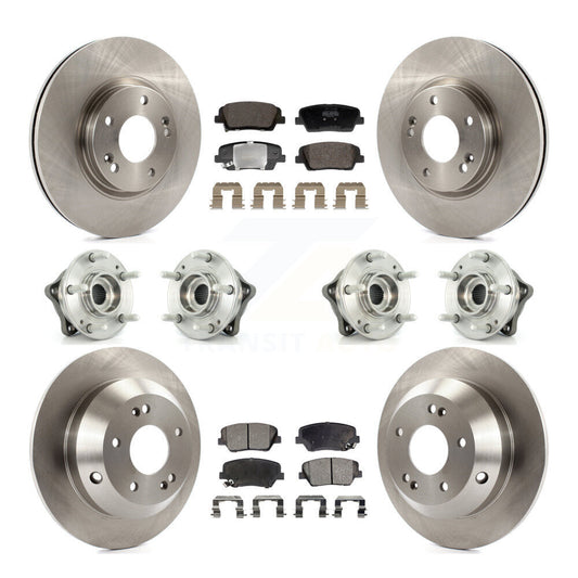 Hub Bearing Brake Rotor & Pad Front Rear Kit (10Pc) For Hyundai Santa Fe Kia AWD