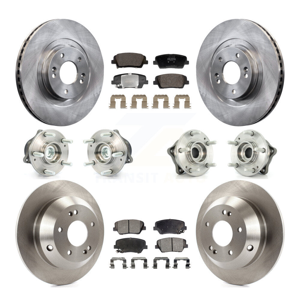 Hub Bearing Brake Rotor Pad Front Rear Kit (10Pc) For Hyundai Santa Fe Sport Kia
