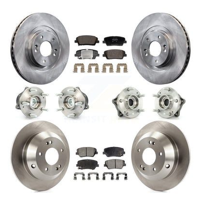 Hub Bearing Brake Rotor Pad Front Rear Kit (10Pc) For Hyundai Santa Fe Sport Kia