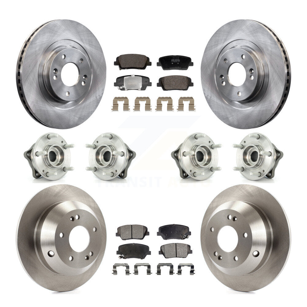 Hub Bearing Brake Rotor Pad Front Rear Kit (10Pc) For Hyundai Santa Fe Sport Kia