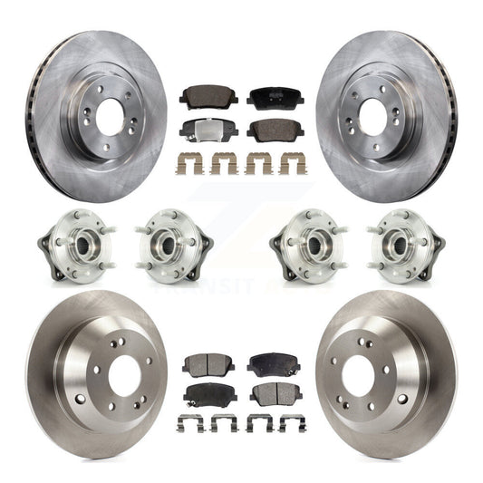 Hub Bearing Brake Rotor Pad Front Rear Kit (10Pc) For Hyundai Santa Fe Sport Kia