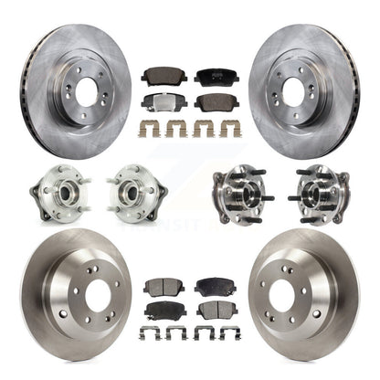 Hub Bearing Brake Rotor And Pad Front Rear Kit (10Pc) For Hyundai Santa Fe Sport