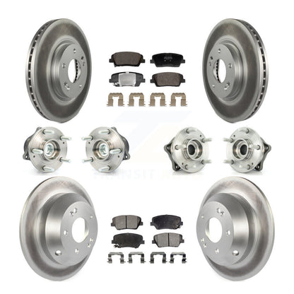 Hub Bearing Coat Brake Rotor Pads Front Rear Kit (10Pc) For Hyundai Santa Fe Kia
