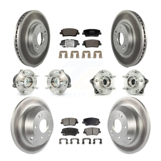 Hub Bearing Coat Brake Rotor Pads Front Rear Kit (10Pc) For Hyundai Santa Fe Kia