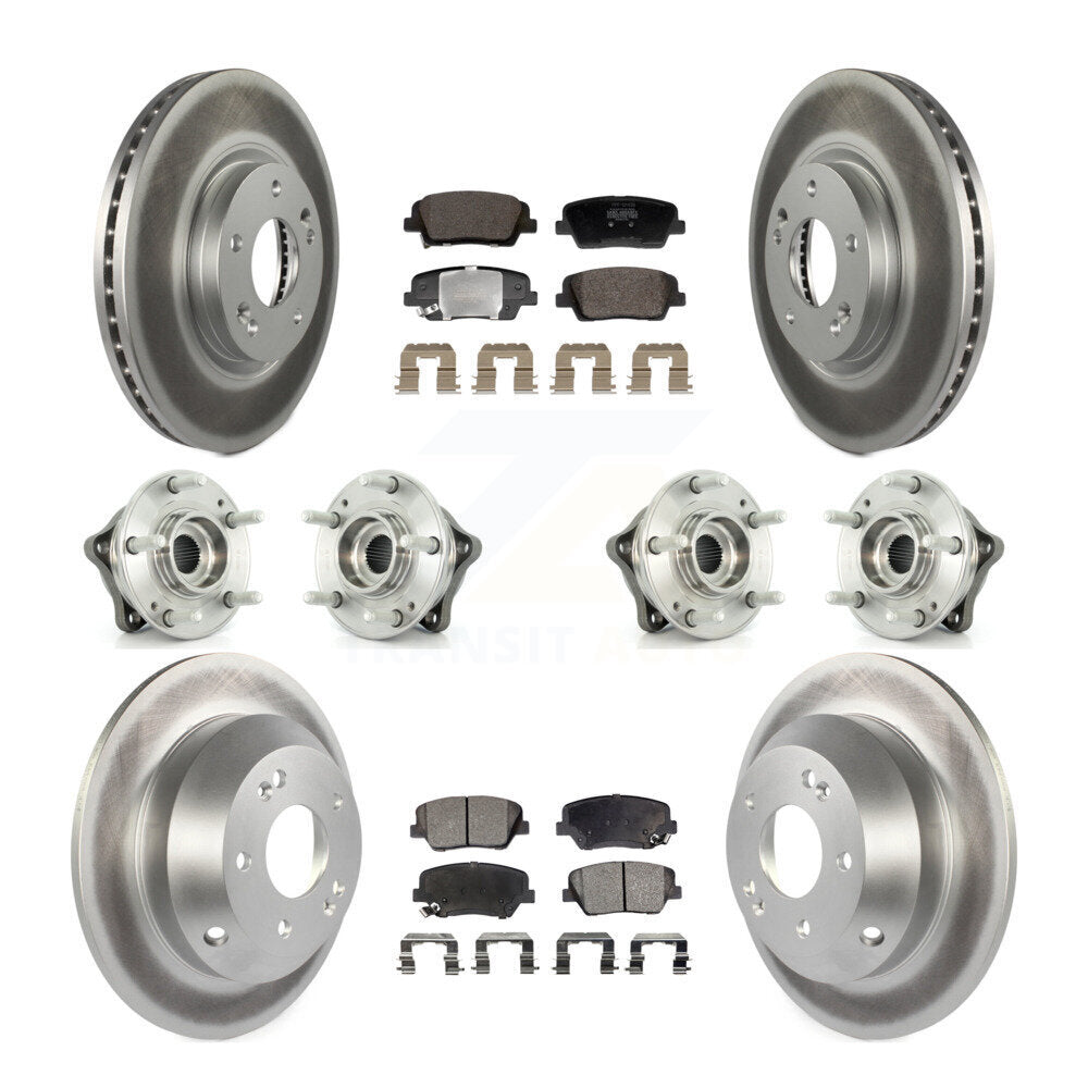 Hub Bearing Coat Brake Rotor Pads Front Rear Kit (10Pc) For Hyundai Santa Fe Kia