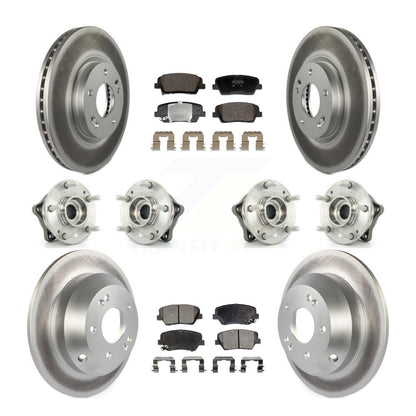 Hub Bearing Coat Brake Rotor Pads Front Rear Kit (10Pc) For Hyundai Santa Fe Kia