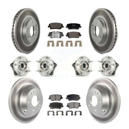 Hub Bearing Coat Brake Rotor Pads Front Rear Kit (10Pc) For Hyundai Santa Fe Kia