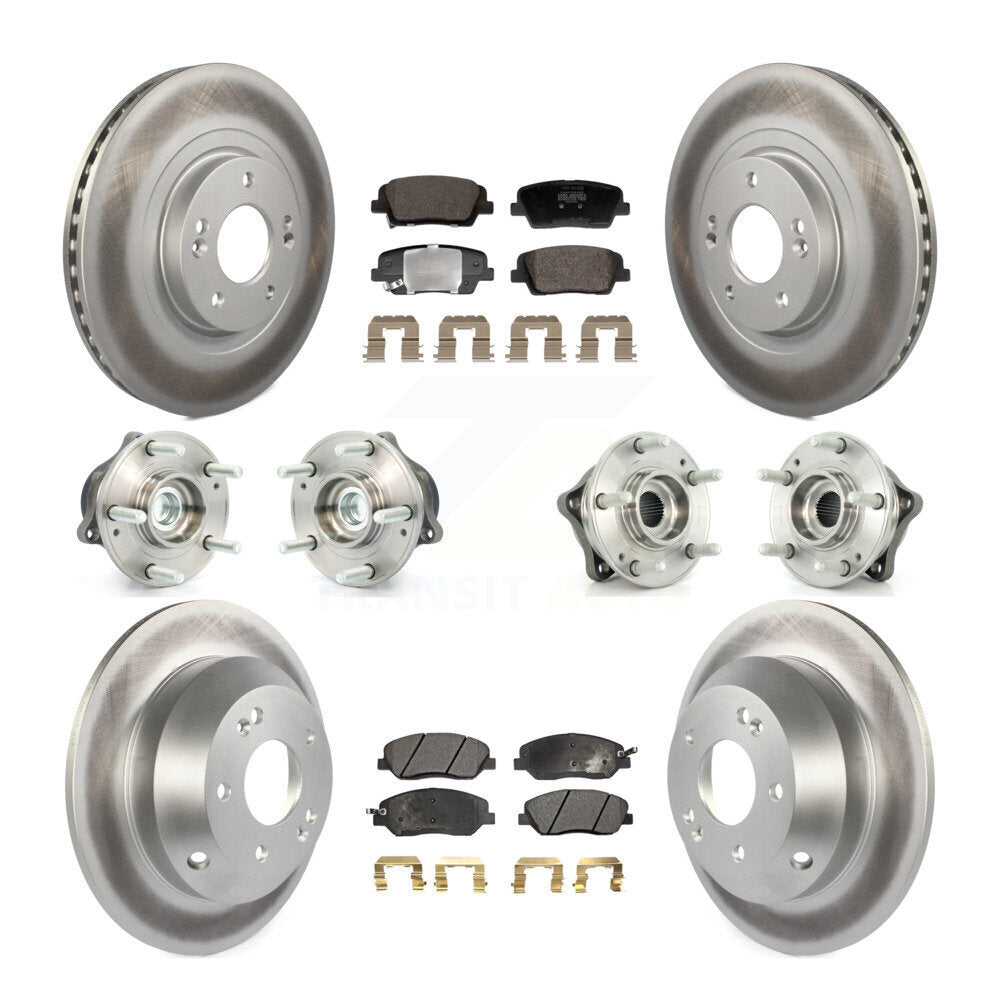 Hub Bearing Coated Brake Rotor Pad Front Rear Kit (10Pc) For Hyundai Santa Fe XL