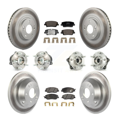 Hub Bearing Coated Brake Rotor Pad Front Rear Kit (10Pc) For Hyundai Santa Fe XL
