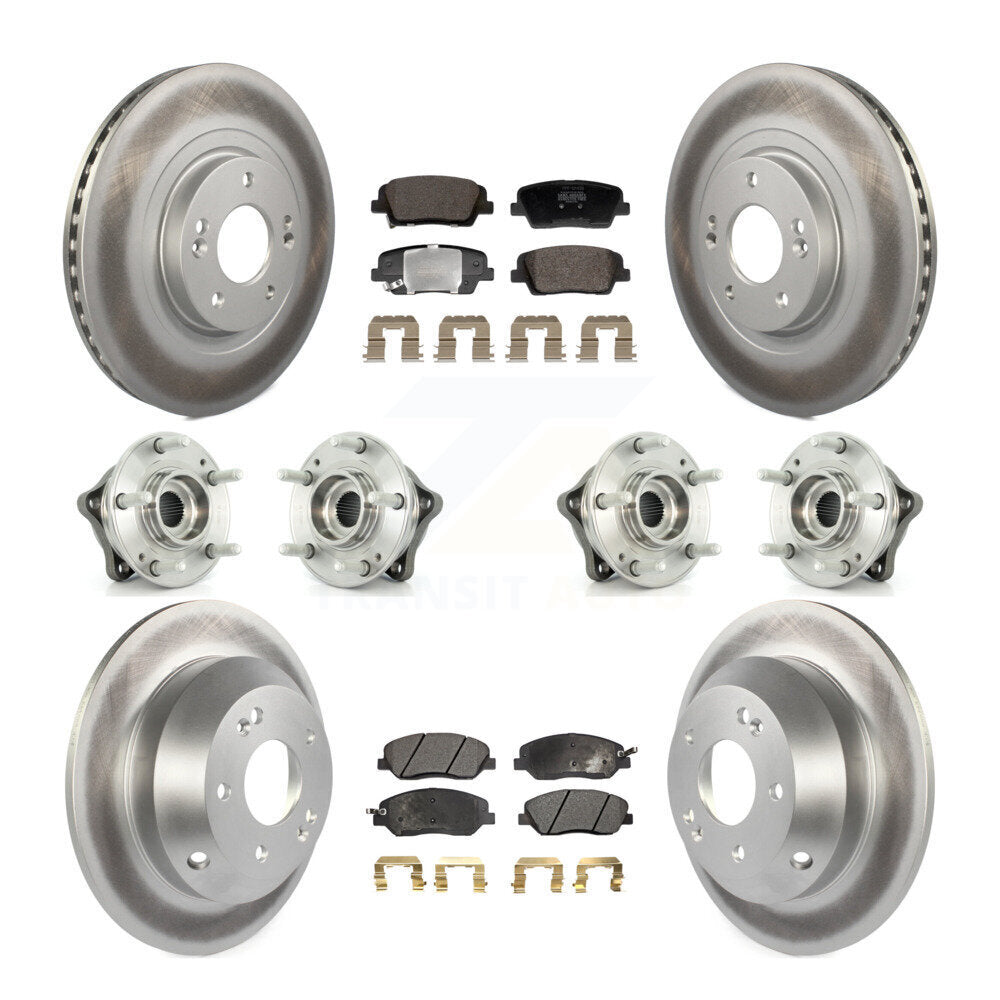 Hub Bearing Coated Brake Rotor Pad Front Rear Kit (10Pc) For Hyundai Santa Fe XL