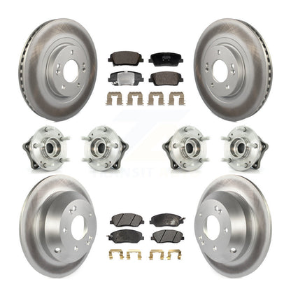 Hub Bearing Coated Brake Rotor Pad Front Rear Kit (10Pc) For Hyundai Santa Fe XL