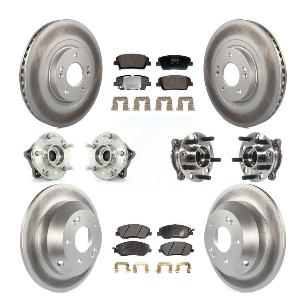 Hub Bearing Coated Brake Rotor Pad Front Rear Kit (10Pc) For Hyundai Santa Fe XL