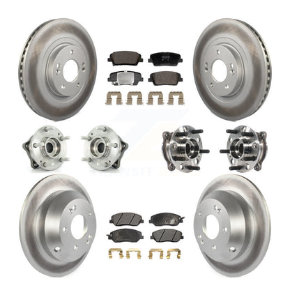 Hub Bearing Coated Brake Rotor Pad Front Rear Kit (10Pc) For Hyundai Santa Fe XL