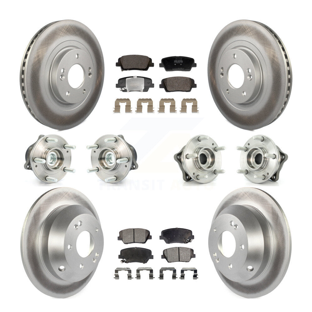 Hub Bearing Coat Brake Rotor Pads Front Rear Kit (10Pc) For Hyundai Santa Fe Kia