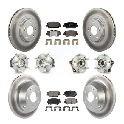 Hub Bearing Coat Brake Rotor Pads Front Rear Kit (10Pc) For Hyundai Santa Fe Kia