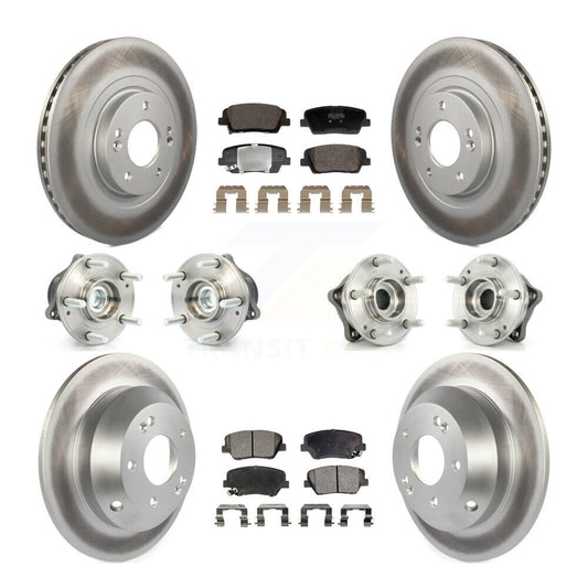 Hub Bearing Coat Brake Rotor Pads Front Rear Kit (10Pc) For Hyundai Santa Fe Kia