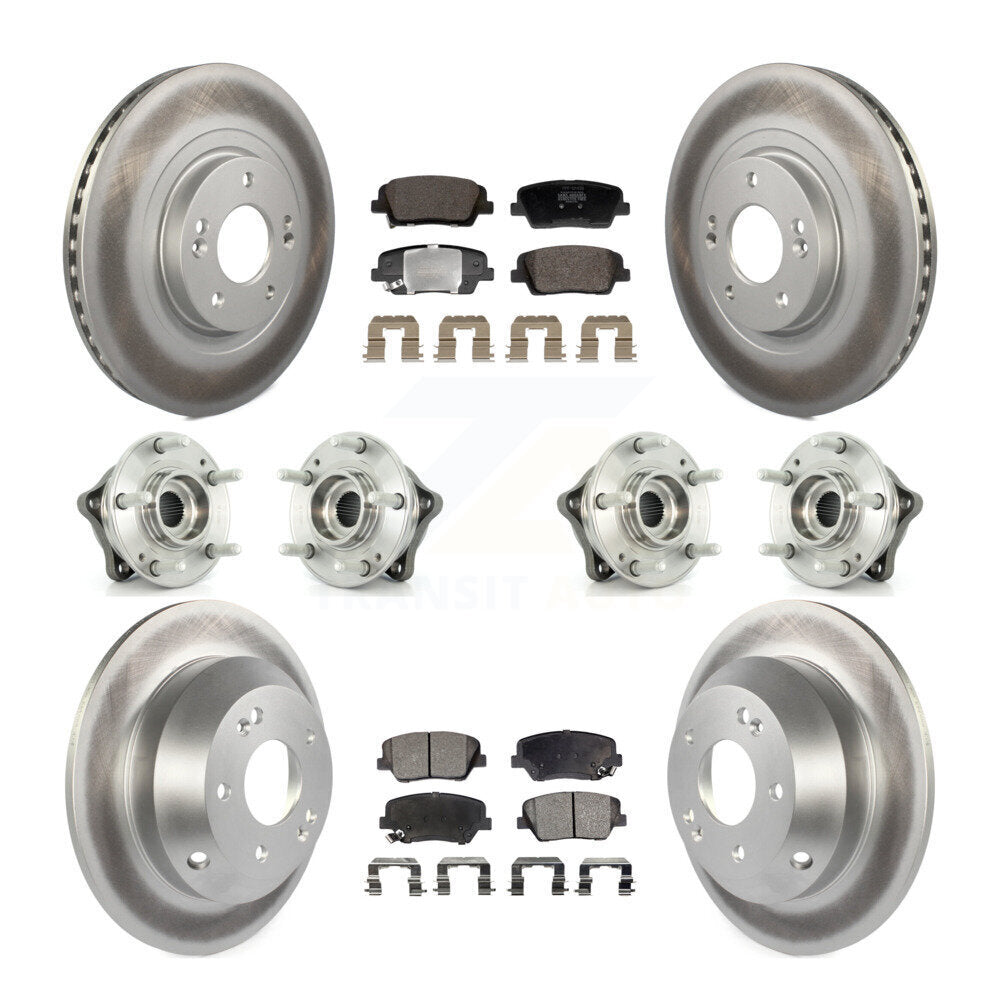 Hub Bearing Coat Brake Rotor Pads Front Rear Kit (10Pc) For Hyundai Santa Fe Kia