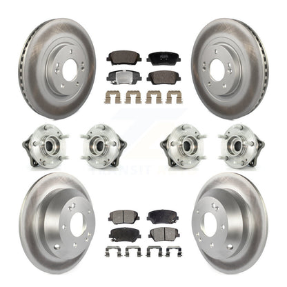 Hub Bearing Coat Brake Rotor Pads Front Rear Kit (10Pc) For Hyundai Santa Fe Kia