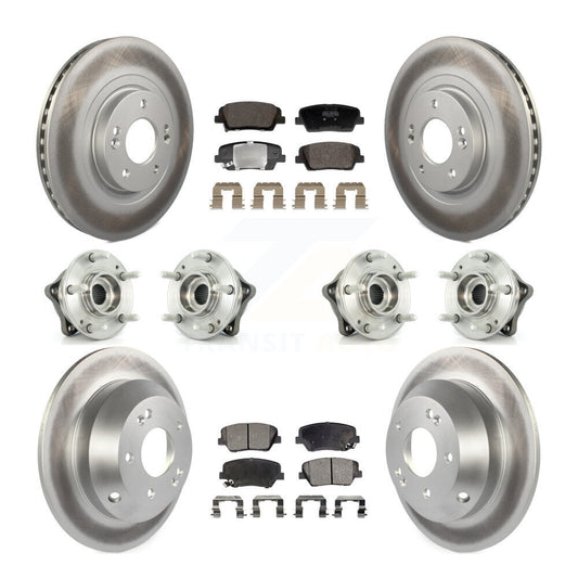 Hub Bearing Coat Brake Rotor Pads Front Rear Kit (10Pc) For Hyundai Santa Fe Kia