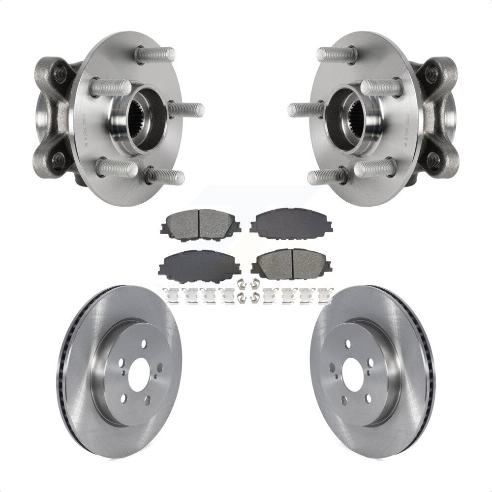 Hub Bearing Assembly Brake Rotor & Pads Front Kit For Toyota Corolla Prius Prime