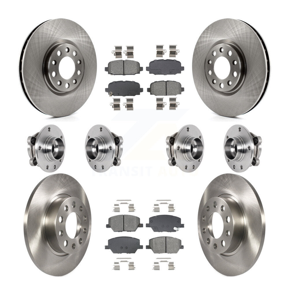 Hub Bearing Disc Brake Rotor And Pads Front Rear Kit (10Pc) For Jeep Compass AWD