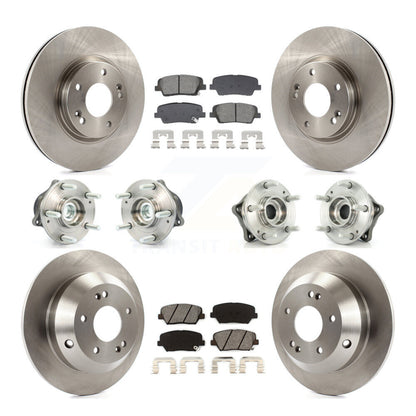 Hub Bearing Brake Rotor & Pad Front Rear Kit (10Pc) For Hyundai Santa Fe Kia FWD