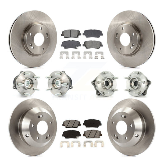 Hub Bearing Brake Rotor & Pad Front Rear Kit (10Pc) For Hyundai Santa Fe Kia FWD