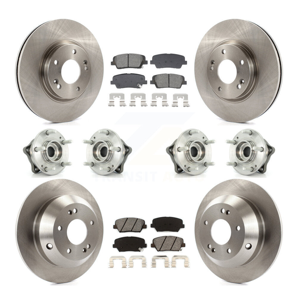 Hub Bearing Brake Rotor & Pad Front Rear Kit (10Pc) For Hyundai Santa Fe Kia AWD
