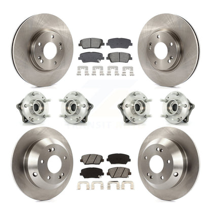 Hub Bearing Brake Rotor & Pad Front Rear Kit (10Pc) For Hyundai Santa Fe Kia AWD