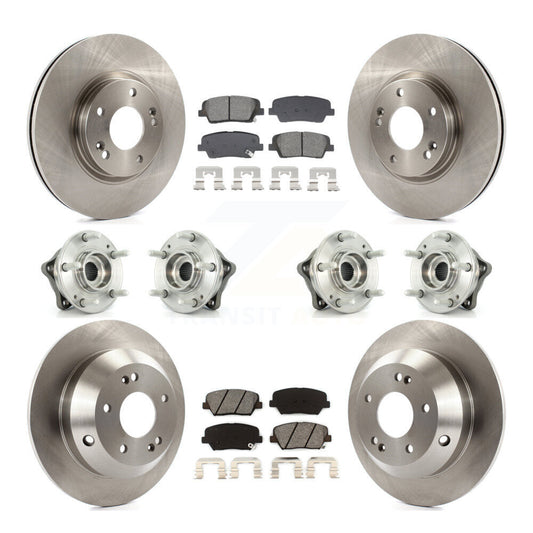 Hub Bearing Brake Rotor & Pad Front Rear Kit (10Pc) For Hyundai Santa Fe Kia AWD