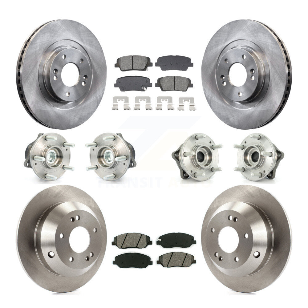 Hub Bearing Disc Brake Rotor & Pad Front Rear Kit (10Pc) For Hyundai Santa Fe XL