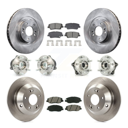 Hub Bearing Disc Brake Rotor & Pad Front Rear Kit (10Pc) For Hyundai Santa Fe XL