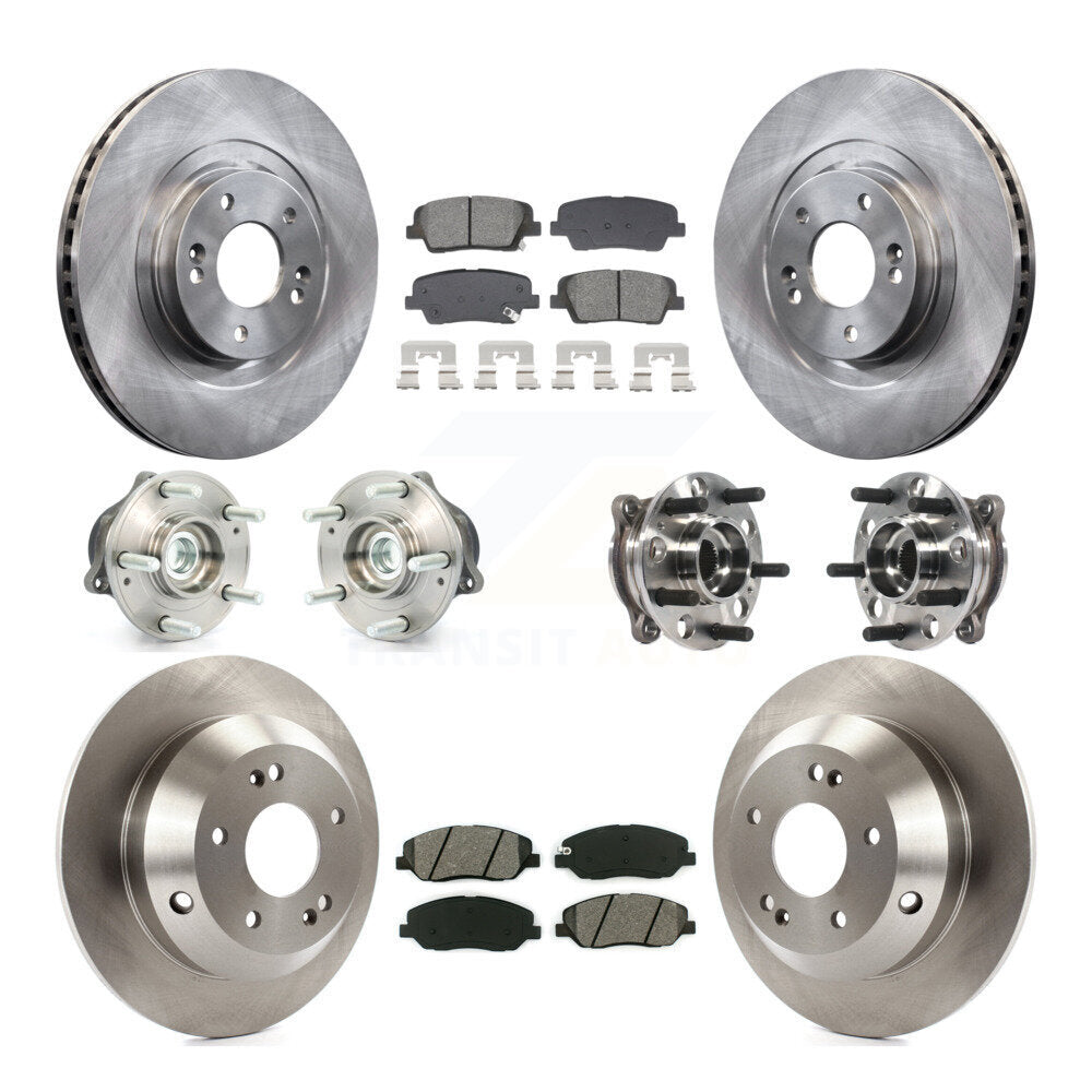 Hub Bearing Disc Brake Rotor & Pad Front Rear Kit (10Pc) For Hyundai Santa Fe XL