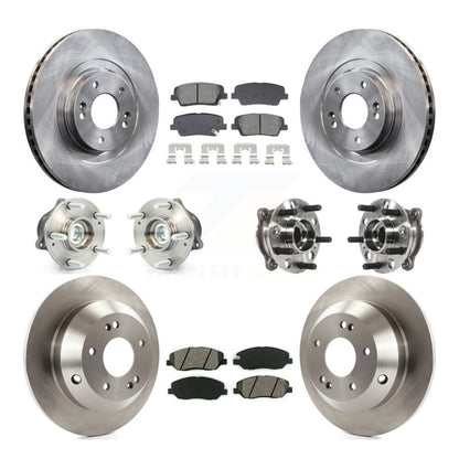 Hub Bearing Disc Brake Rotor & Pad Front Rear Kit (10Pc) For Hyundai Santa Fe XL
